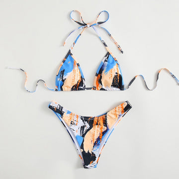 Women's Butterfly Print Split Swimsuit