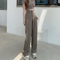 Women's High Waist Ice Silk Suit Wide Leg Pants - Touches