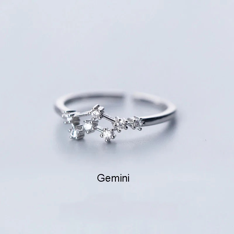 Zodiac Sign Finger Rings Fashion Women