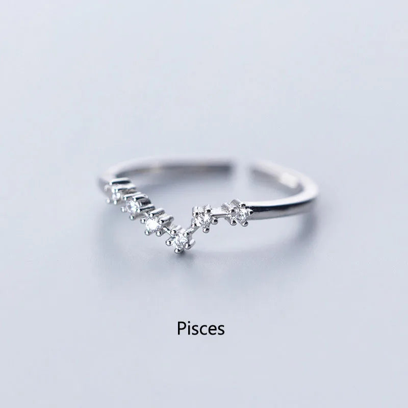 Zodiac Sign Finger Rings Fashion Women