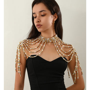 Body Chains Elegant Multi-layer Tassel Imitation Pearl Shoulder Chain Women's