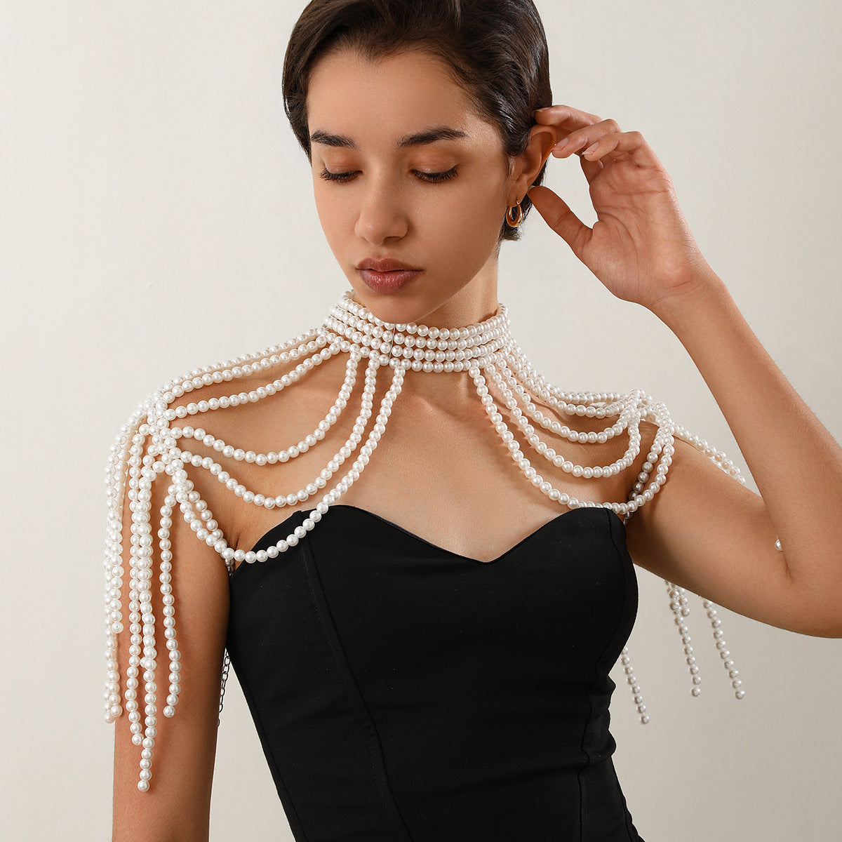 Body Chains Elegant Multi-layer Tassel Imitation Pearl Shoulder Chain Women's