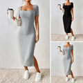 Solid Color Square Neckline Dress  Midi Dress for Women - Touches