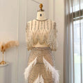 Luxury  White Feathers Two Pieces Evening Dresses - Touches