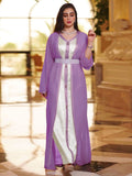 Two Pieces Abaya Set Women Vest Long Dress