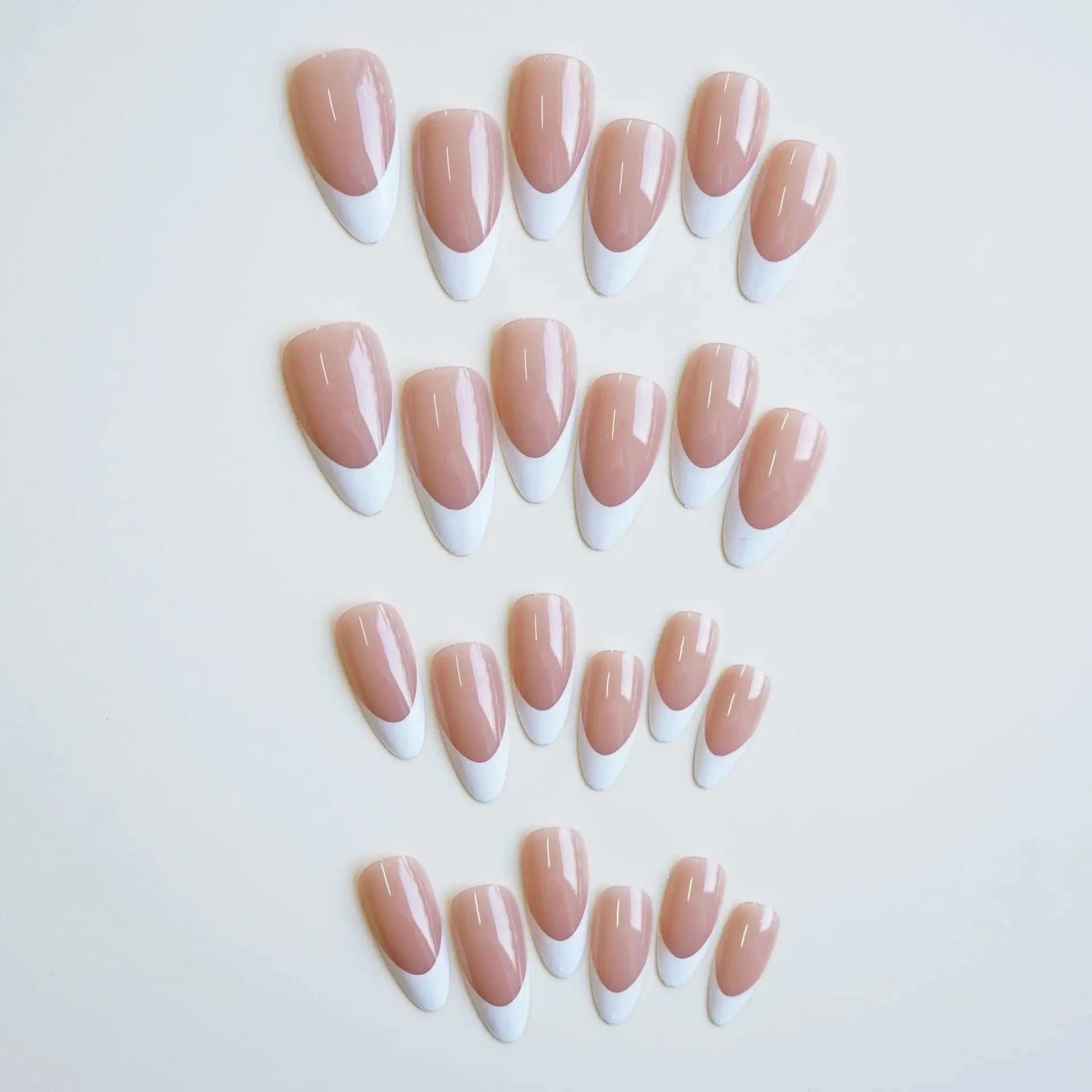 24PCS/1 BOX  White Almond French Nails - Touches