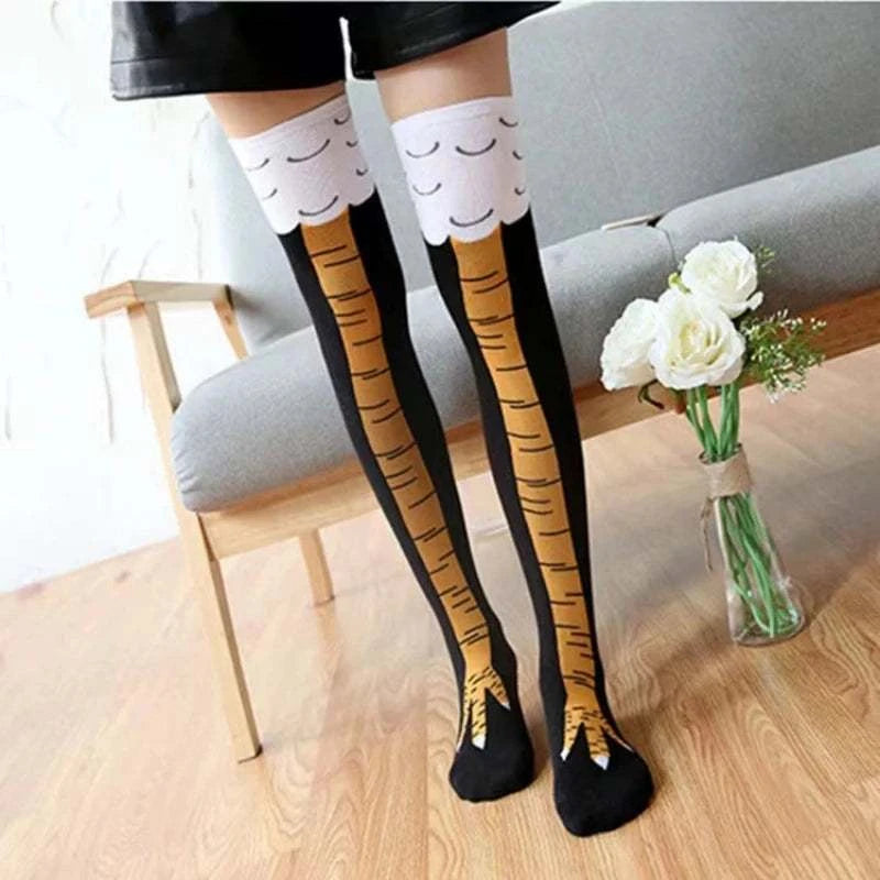 FUNNY Women Socks With Knee Length Chicken Feet - Touches