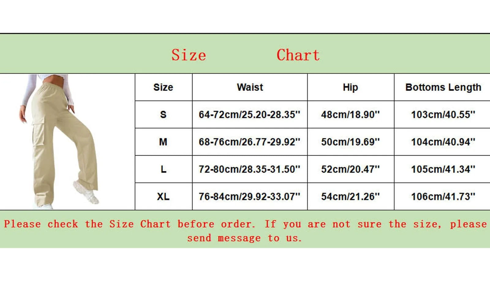 Womens Cargo Pants Elastic High Waist Wide Leg Trousers - Touches