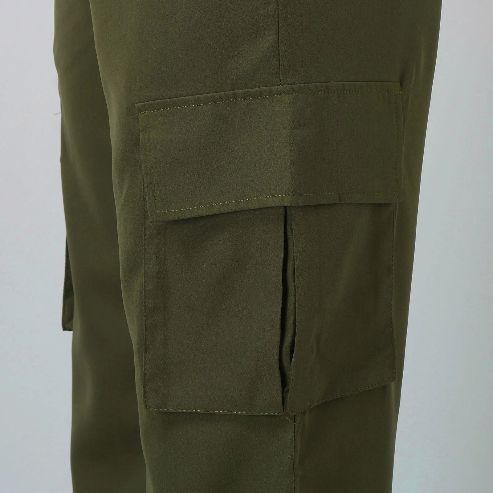 Womens Cargo Pants Elastic High Waist Wide Leg Trousers - Touches