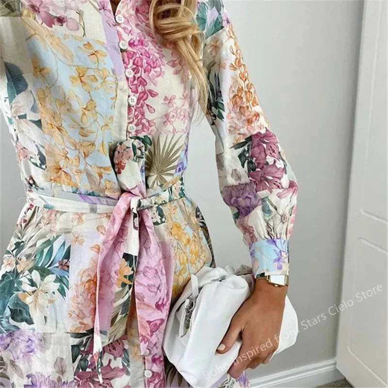 MULTICOLORED FLORAL PRINT WOMEN  summer DRESS - Touches