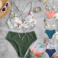 Two Piece Swimsuit Bikini Women Flower Print - Touches