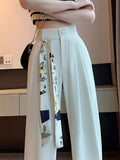 High Waist Pants For Women New Korean Fashion Button Up Wide Leg - Touches