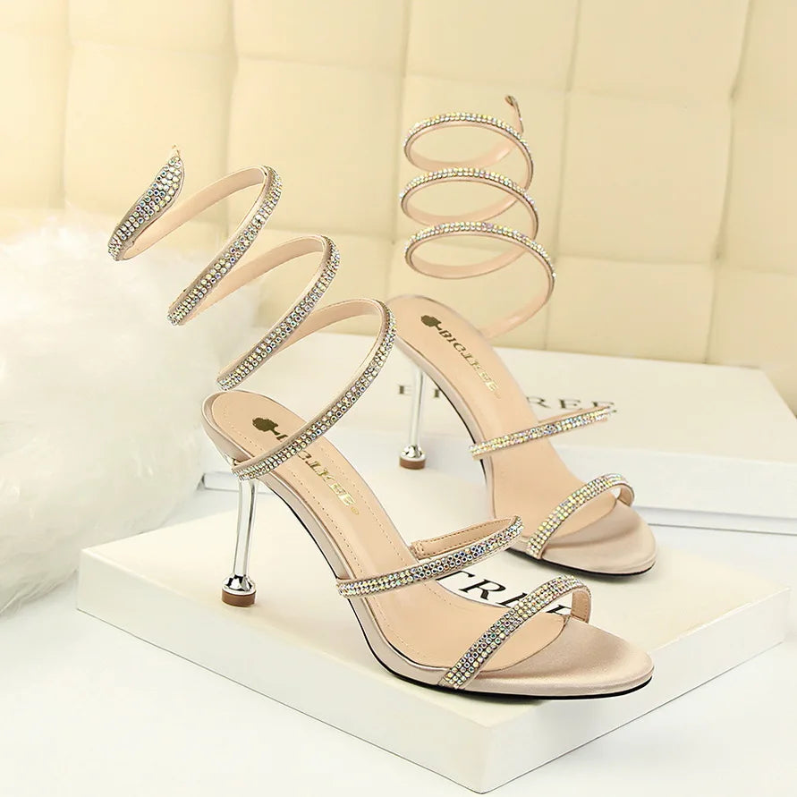 Summer Women 8cm High Heels Bling Sandals