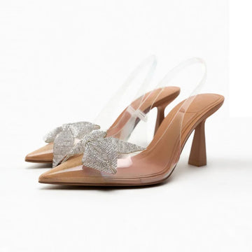 Women's Pointed Slingback Transparent High-heel - Touches heels for women