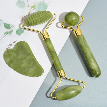 Natural Jade Roller Face Gua Sha Natural Stone Body Face Neck Massager - Touches