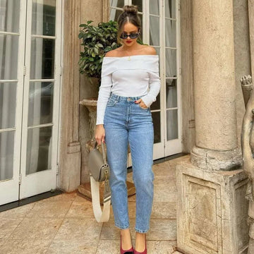 Women's Fashion and Elegance Versatile Loose and Comfortable Straight leg Jeans - Touches Comfortable Jeans