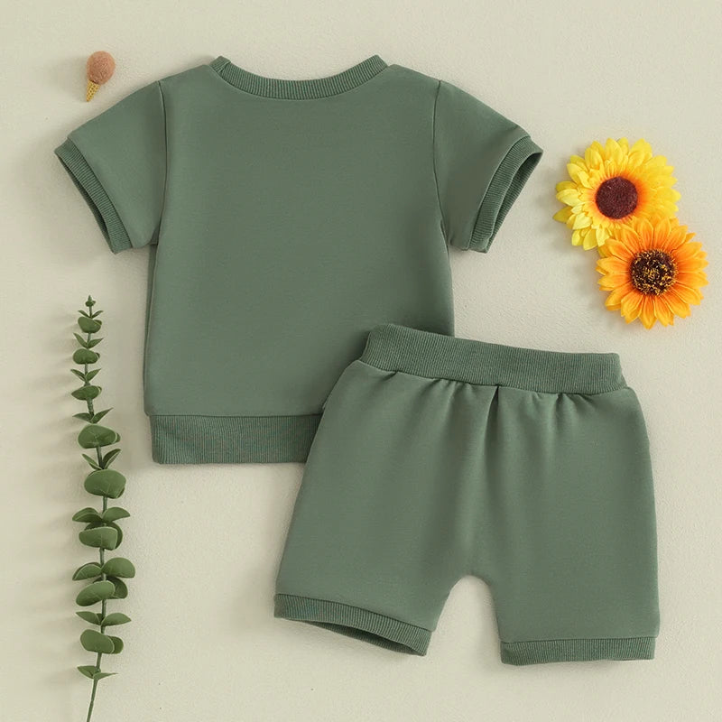 Toddler Boys Clothes Summer Baby Clothing Short Sleeve Solid Color - Touches