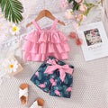 Baby Clothes Set 6Months - 3Years old Sleeveless Croptop and Cartoon Flamingo Shorts - Touches