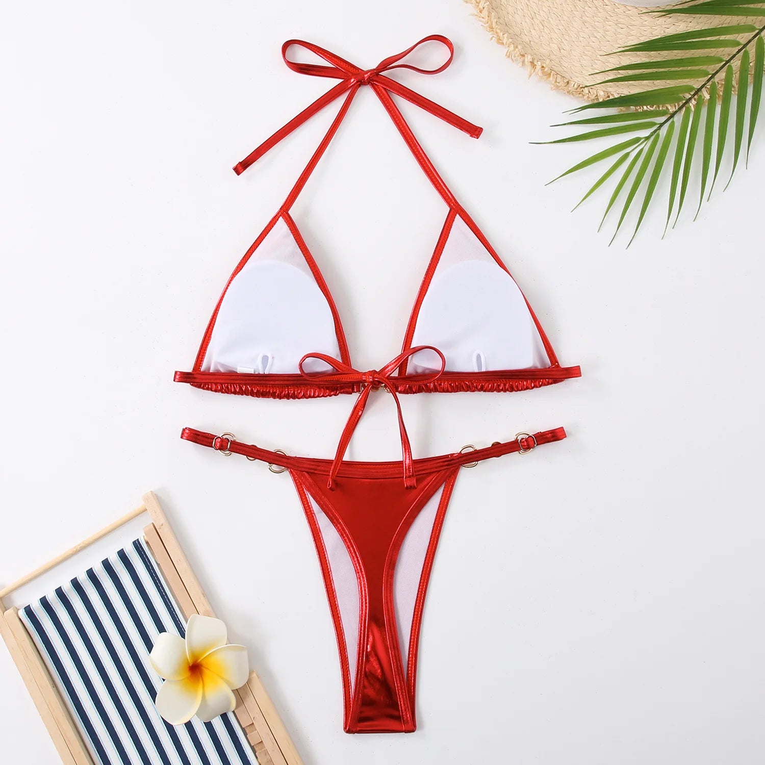 Bikini sets Sexy Metallic Halter Bikinis Set summer beachwear swimsuit