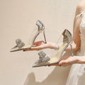 Rhinestone Butterfl-knot Pointed High Heels Spring - Touches