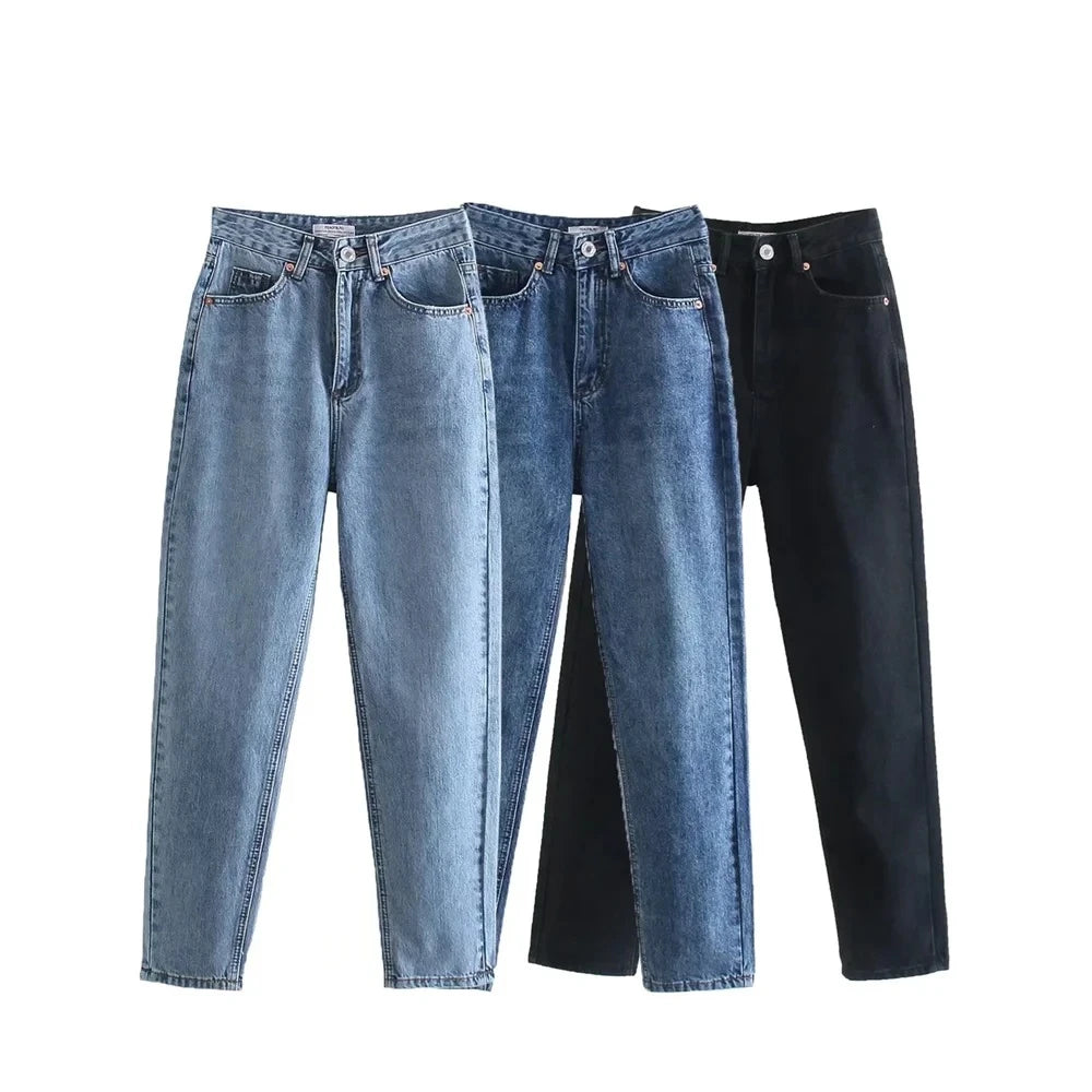 Women's Fashion and Elegance Versatile Loose and Comfortable Straight leg Jeans - Touches