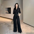 Black Design Wide-Leg Pants Women's Slimming Suit Pant - Touches