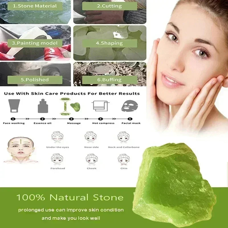 Natural Jade Roller Face Gua Sha Natural Stone Body Face Neck Massager - Touches