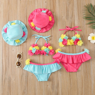 Infant Baby Girls Three-piece Swimming Suit - Touches