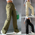 Womens Cargo Pants Elastic High Waist Wide Leg Trousers - Touches