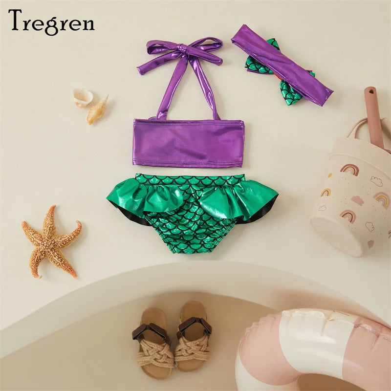 Tregren Toddler Kids Girl Mermaid Bikinis Set Summer Beachwear - Touches