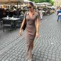 Women Fashion Elegant Casual Knit Slim Long Dress - Touches