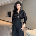 Black Design Wide-Leg Pants Women's Slimming Suit Pant - Touches