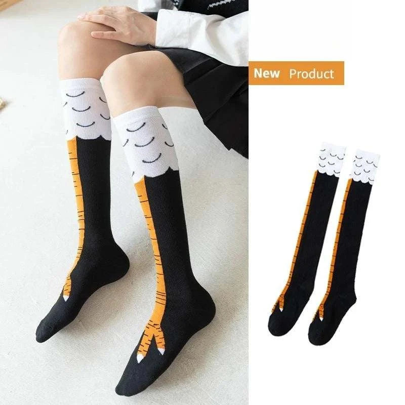 FUNNY Women Socks With Knee Length Chicken Feet - Touches