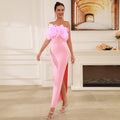 Women dress Feather Tube Top Dress Women's Clothing Pink Dress Elegant